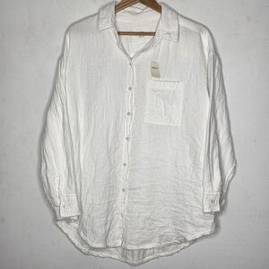 NEW‎ Aerie White Coverup Long Sleeve Button Down Shirt Women's Small S $55
